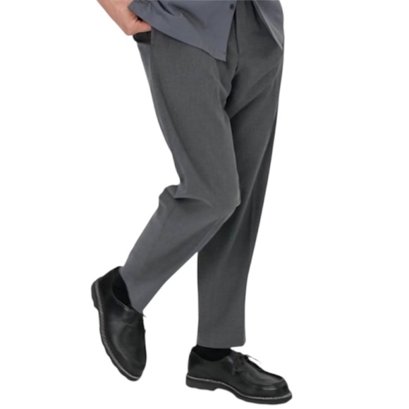 Uniqlo Men's Smart Ankle Pants classic charcoal grey stretch tapered trousers L - Picture 3 of 14